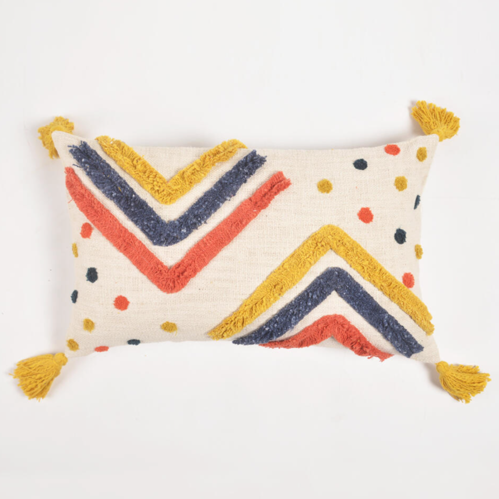 Handwoven Cotton Shaggy Tufted Multicolour Cushion Cover_Caidra by Rubyxx Gifting