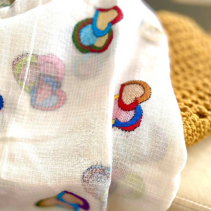 Hand Embroidered Cotton & Silk Scarf from Caidra Gifting