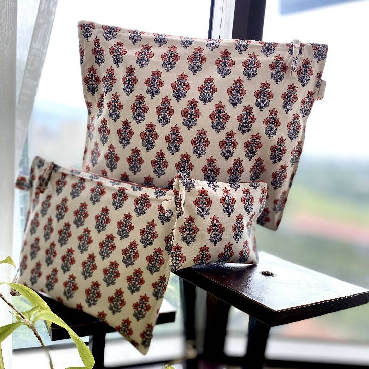 Cotton Multi Purpose Zippered Pouches - Set Of 3 from Caidra Gifting