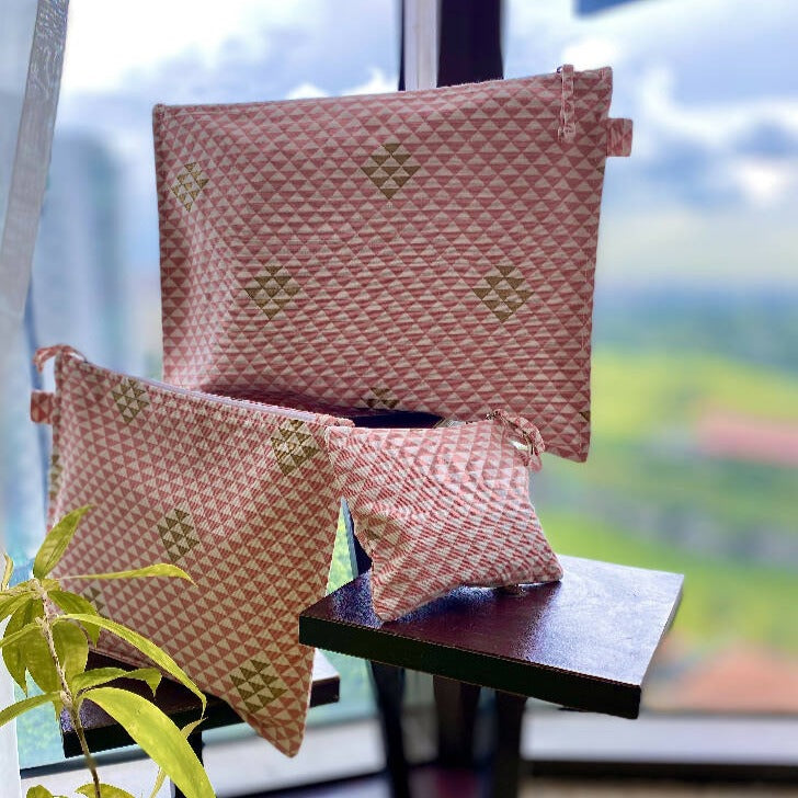 Cotton Multi Purpose Zippered Pouches - Set Of 3 from Caidra Gifting