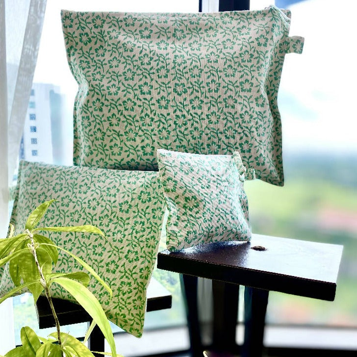 Cotton Multi Purpose Zippered Pouches - Set Of 3 from Caidra Gifting