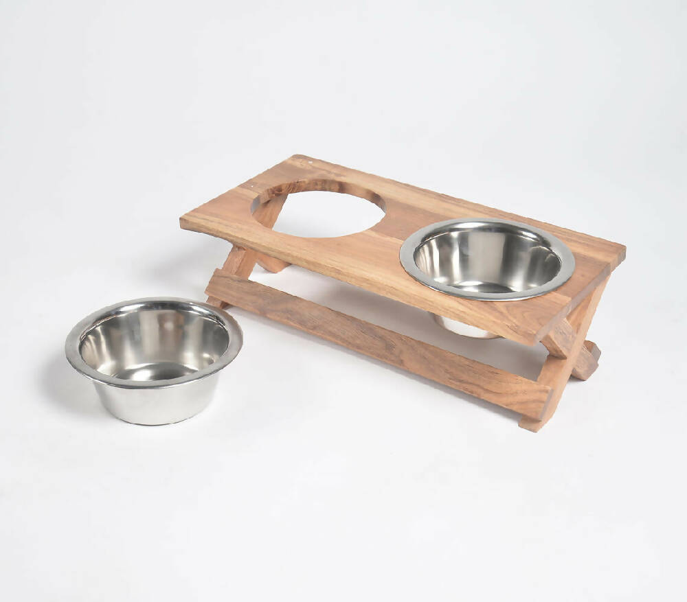 Vintage Wooden Raised Pet Feeder from Caidra Gifting