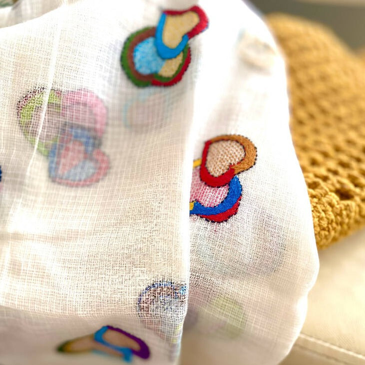 Hand Embroidered Cotton & Silk Scarf from Caidra Gifting