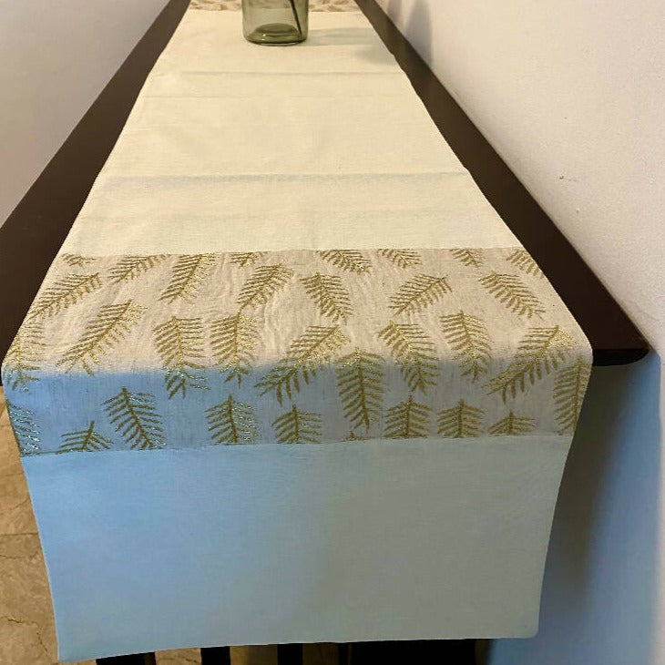 Off-White Runner With Gold Embroidery Patch from Caidra Gifting