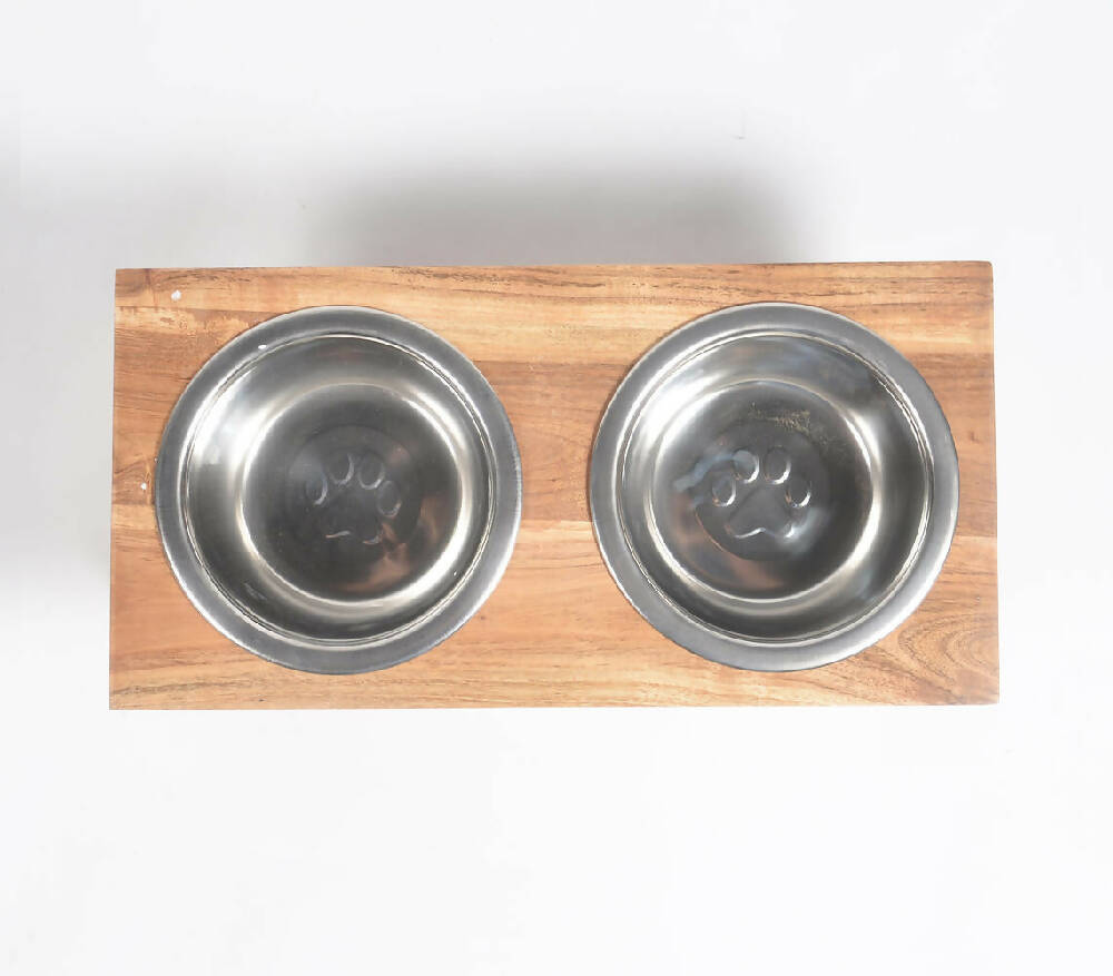 Vintage Wooden Raised Pet Feeder from Caidra Gifting