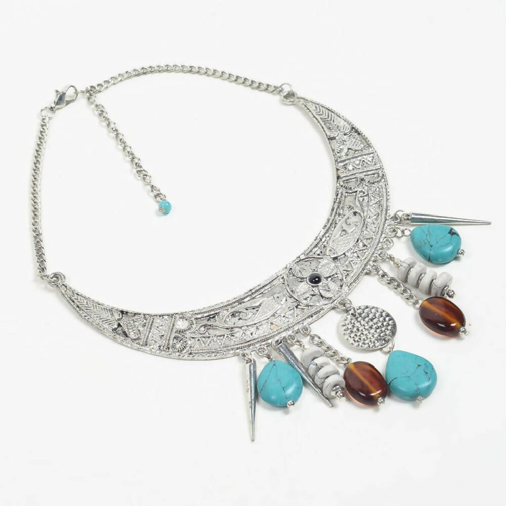 Engraved Silver-Toned Bib Necklace from Caidra Gifting
