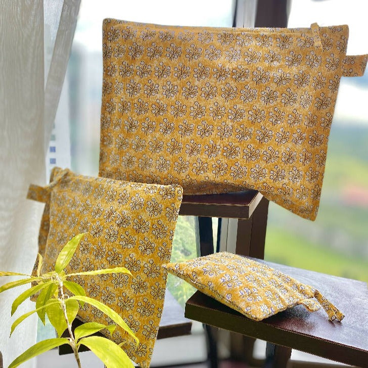 Cotton Multi Purpose Zippered Pouches - Set Of 3 from Caidra Gifting
