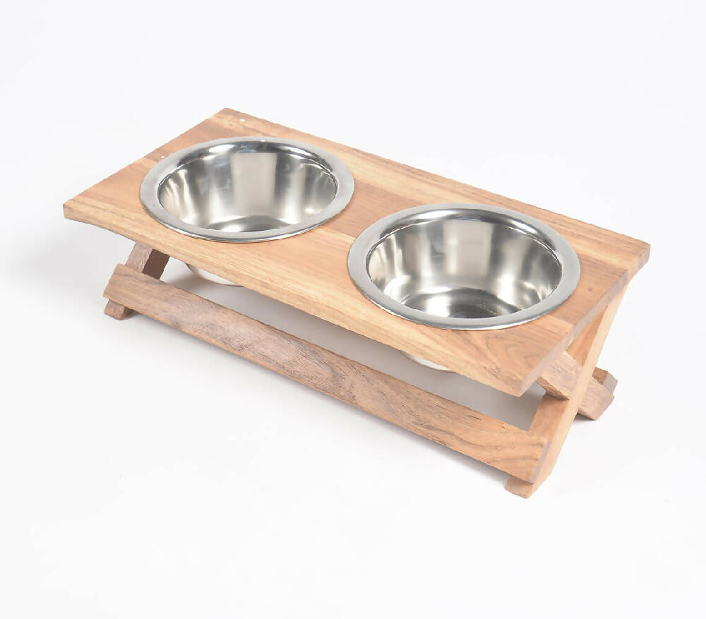Vintage Wooden Raised Pet Feeder from Caidra Gifting