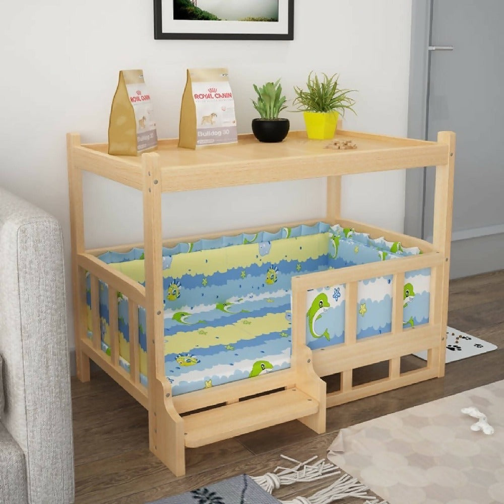 Caidra by Rubyxx Gifting Luxury Dog Bed cum Side Table Blue