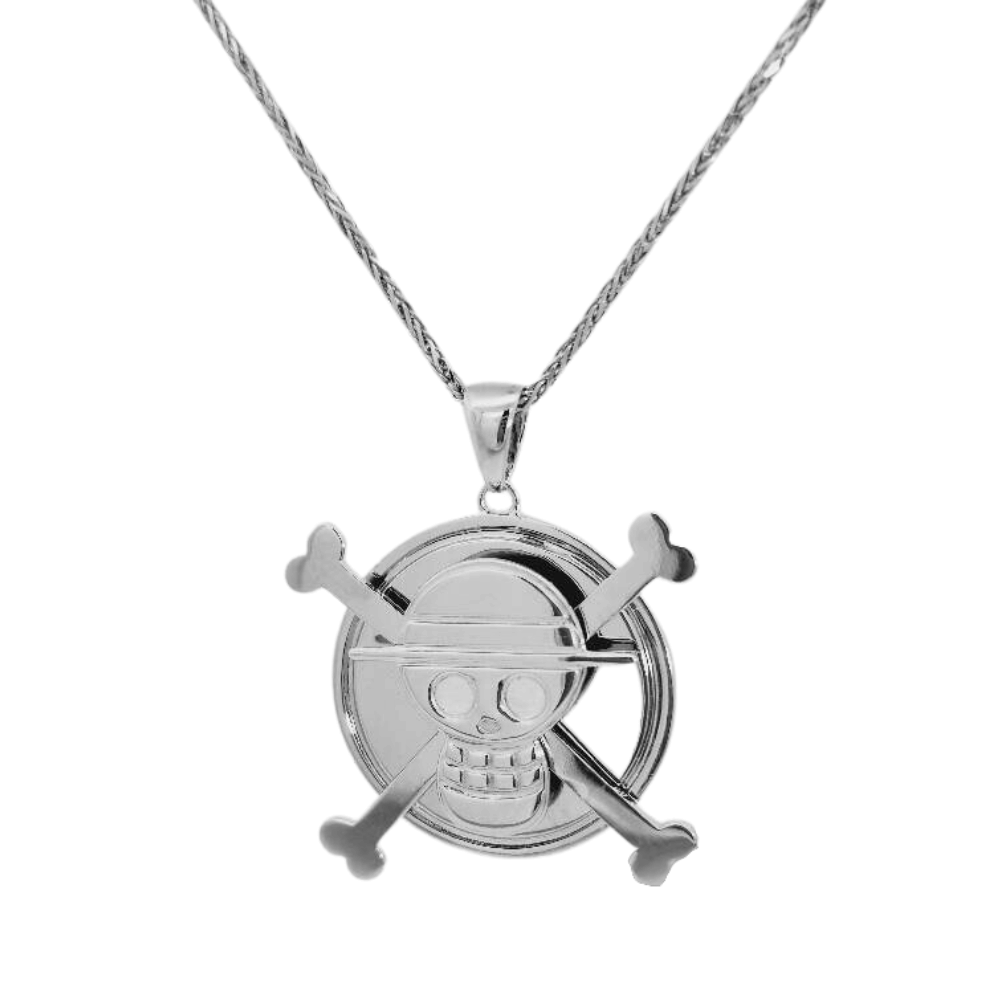 925 Silver Custom Designed Spinning "Jolly Roger" (ONE PIECE) Pendant & Chain from Caidra Gifting 