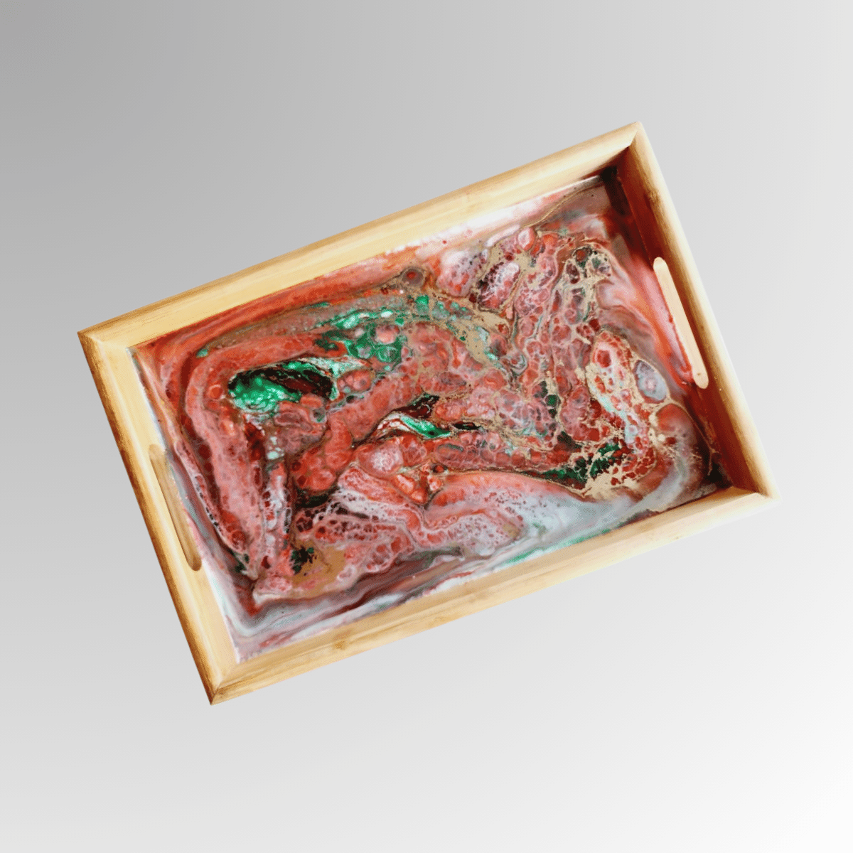 Decorative Wooden Tray With Resin Art