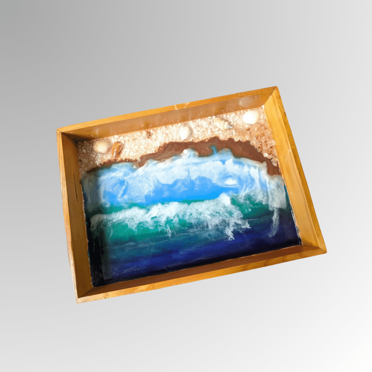 Decorative Wooden Tray With Resin Art