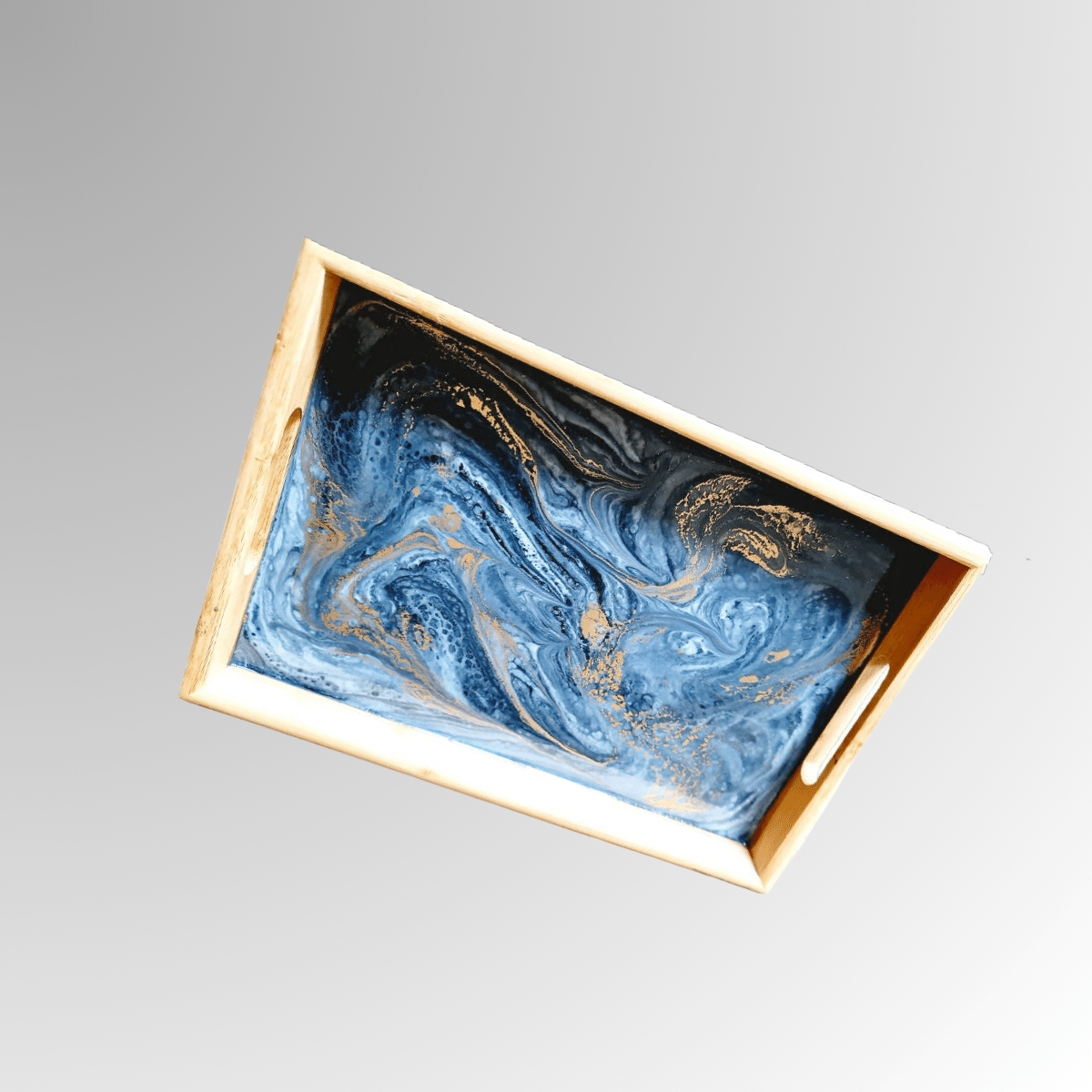 Decorative Wooden Tray With Resin Art