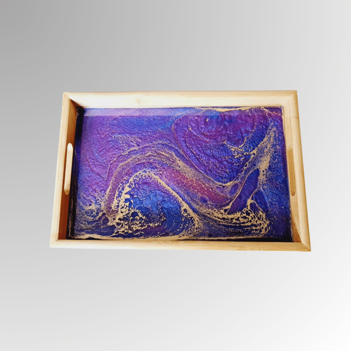 Decorative Wooden Tray With Resin Art