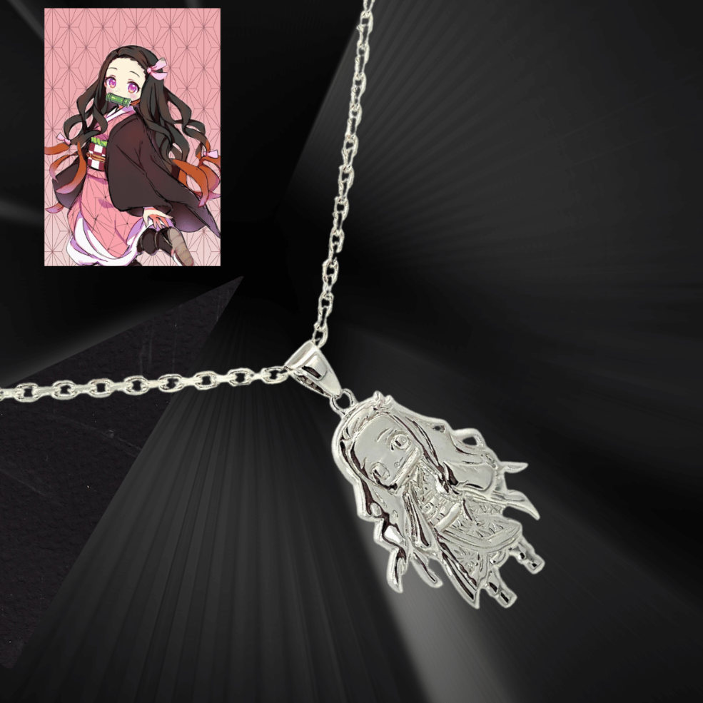 925 Silver Custom Designed  "Nezuko" (DEMONS SLAYER) Pendant & Chain from Caidra Gifting 