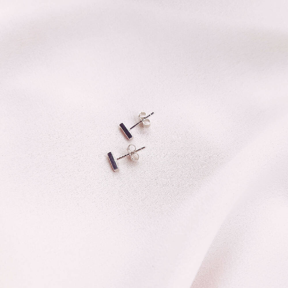 Bar Silver Stud Earrings