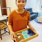 Customers Appreciating the Decorative Wooden Tray With Resin Art_Caidra by Rubyxx Gifting 