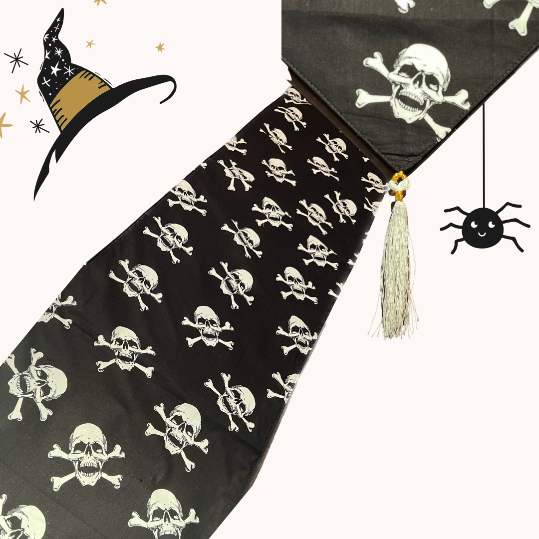 Halloween_Pirate_Ghost_Skeleton_Table Runners with Tassel from Caidra Gifting 