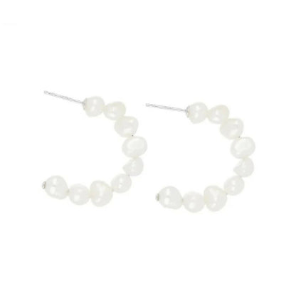 Pearl & Silver Hoop Earrings