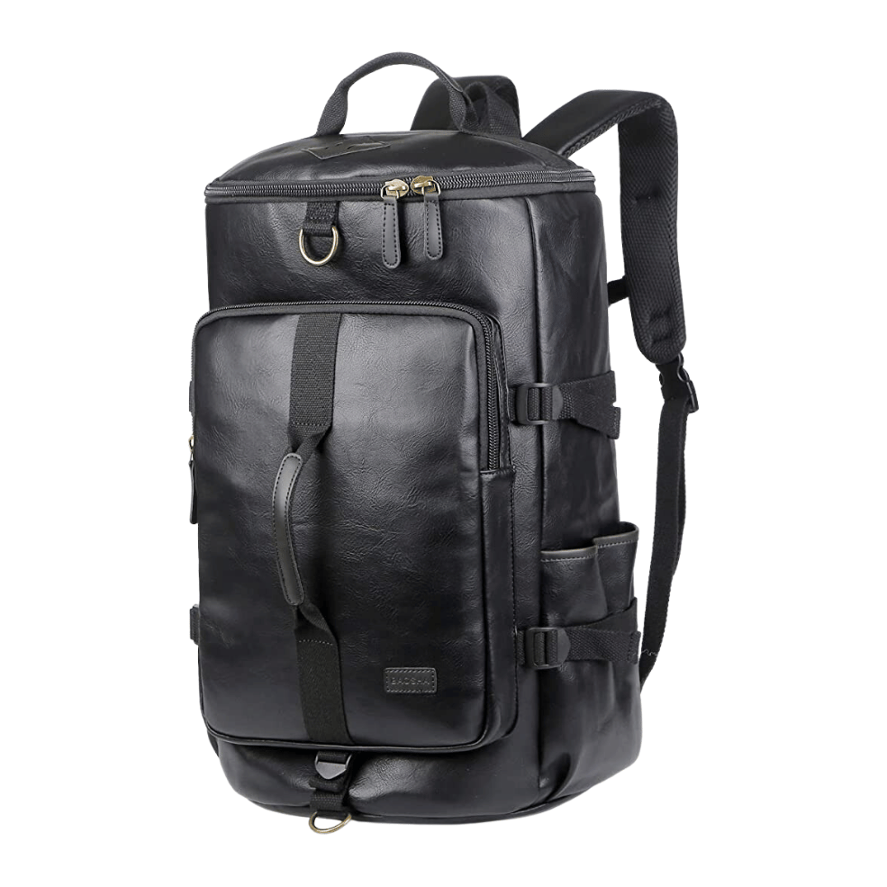 Black Baosha Stylish Convertible Leather Men's Weekender Travel Duffel Bag_Caidra Gifting 