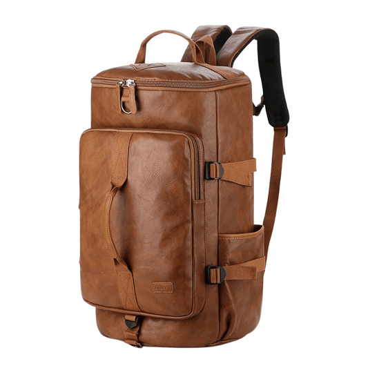 Brown Baosha Stylish Convertible Leather Men's Weekender Travel Duffel Bag_Caidra Gifting 