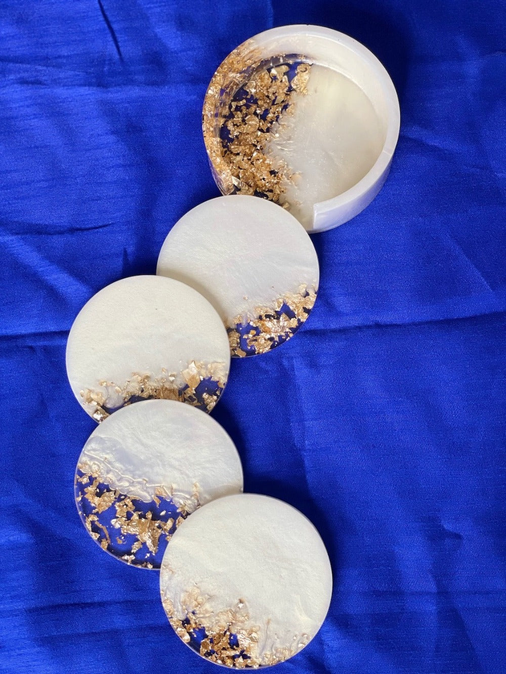 Champagne Handmade decorative resin coasters as Set of 4 from Caidra Gifting