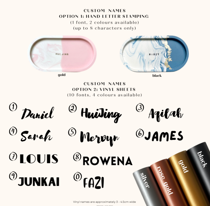 Font Options for Personalised Jesmonite Coaster Set_Caidra by Rubyxx Gifting