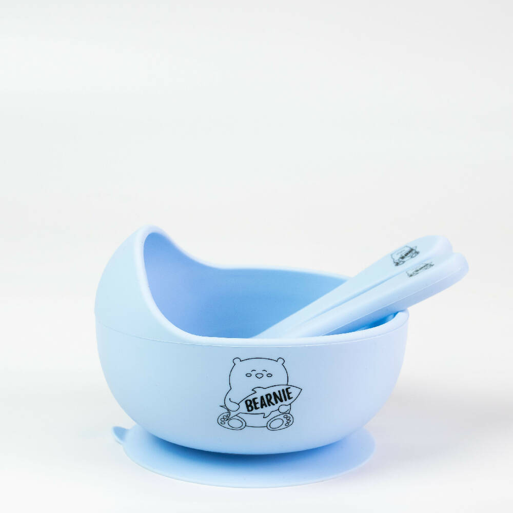 Blue Highback Silicone Bowl & Utensils Feeding Set_Caidra by Rubyxx Gifting