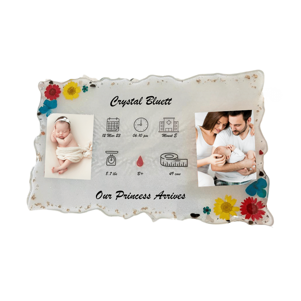 Handmade Custom Resin Baby Record Plaque_Caidra Gifting 