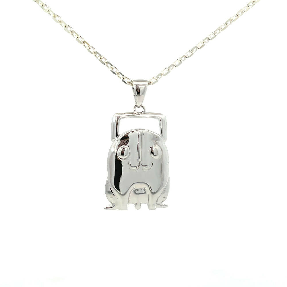 925 Silver Custom Designed "Pochita" (CHAINSAW MAN) Pendant & Chain from Caidra Gifting 
