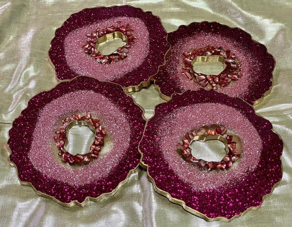 Burgundy Handmade Resin Coasters (Set of 4)