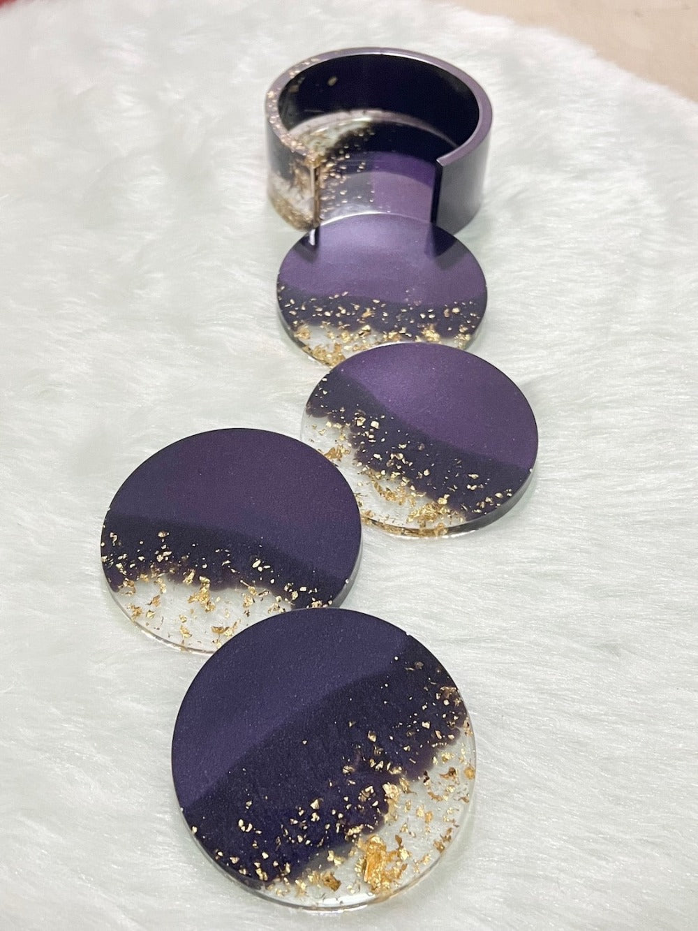 Mauve Handmade decorative resin coasters as Set of 4 from Caidra Gifting