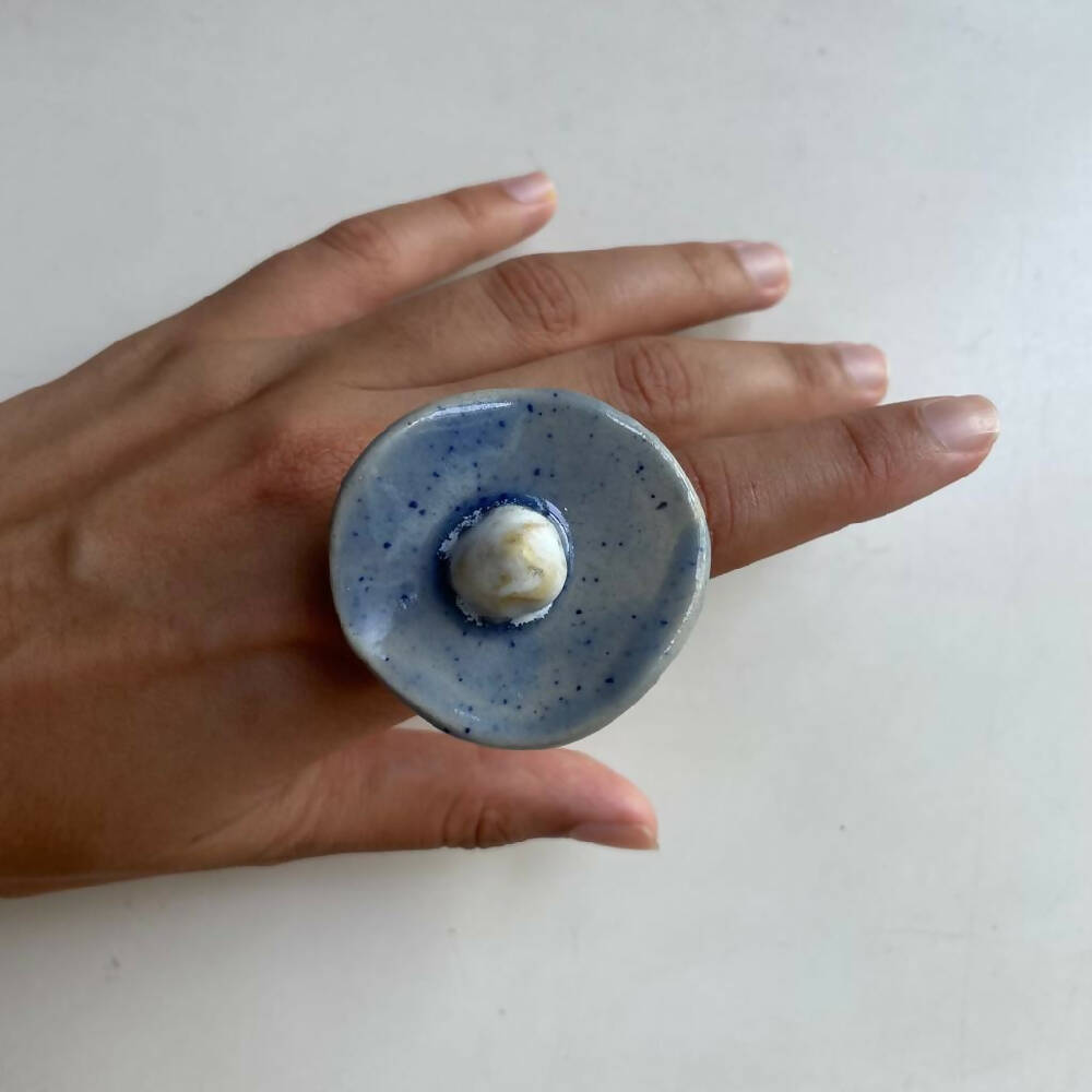 Blue Glaze Handmade Ceramic Ring from Caidra Gifting 