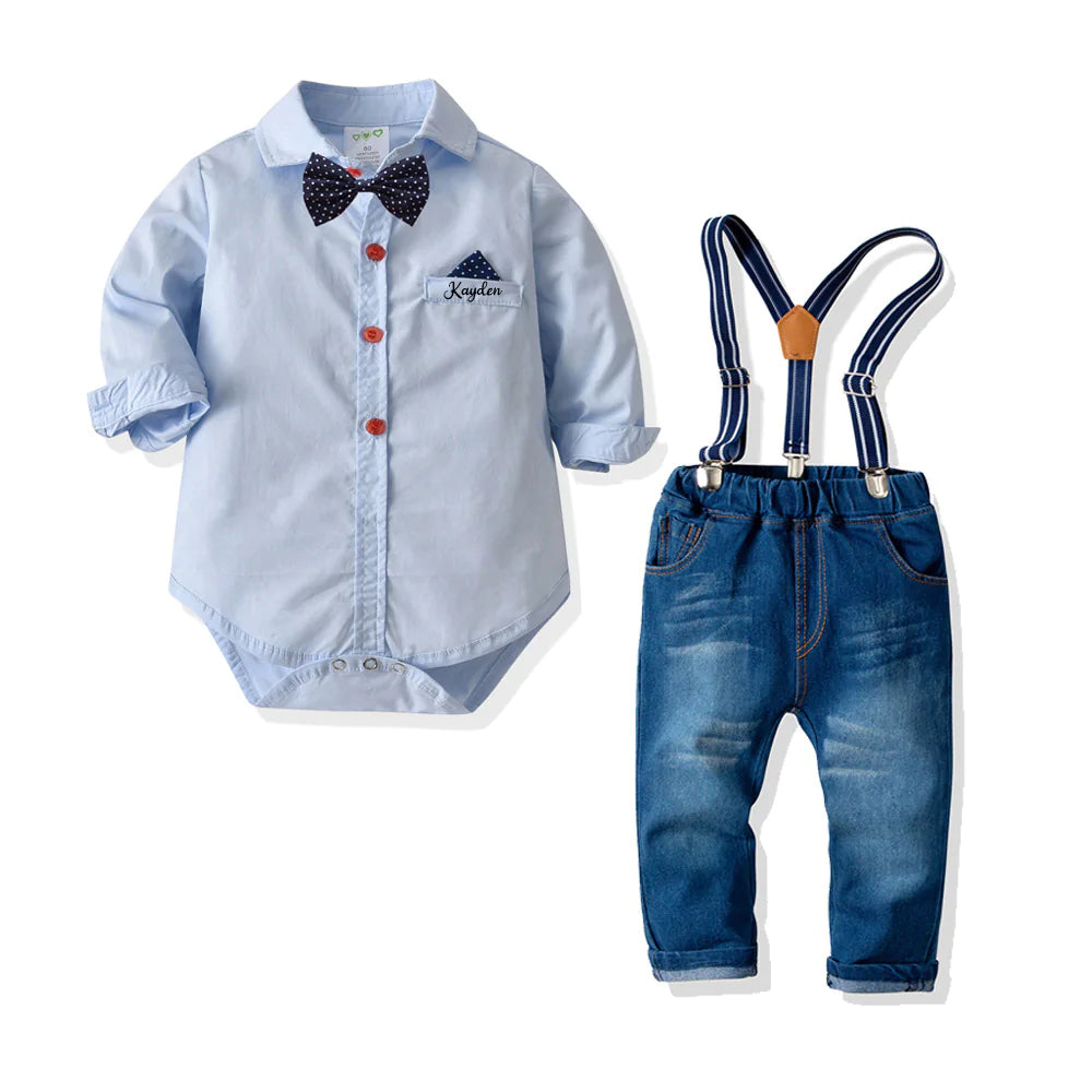 Personalised 1-Year-Old Toddler Boy Denim Prince Gift Set from Caidra 