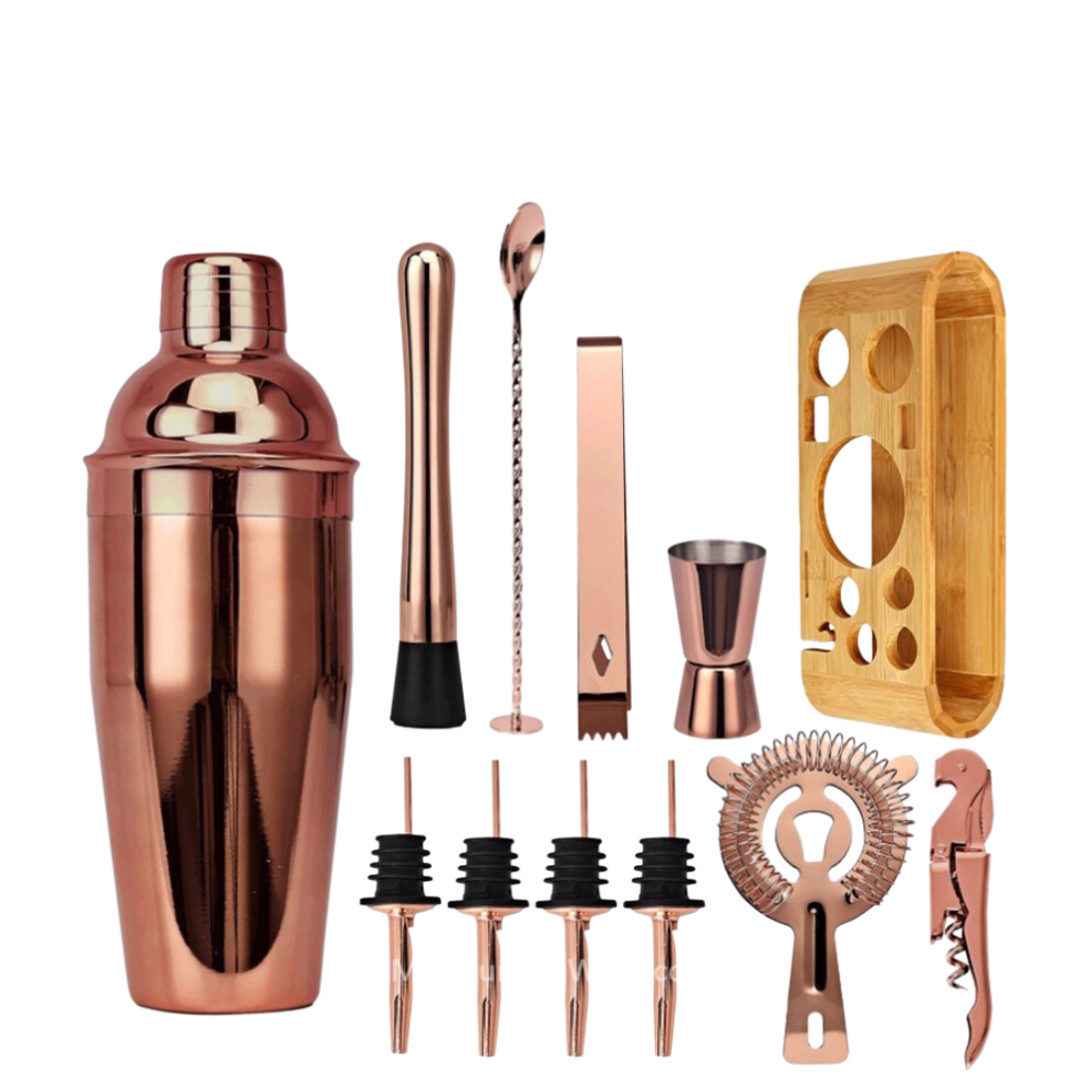 Rose Gold 12 Pcs Cocktail Shaker & Bartender Tools Set_Caidra Gifting 