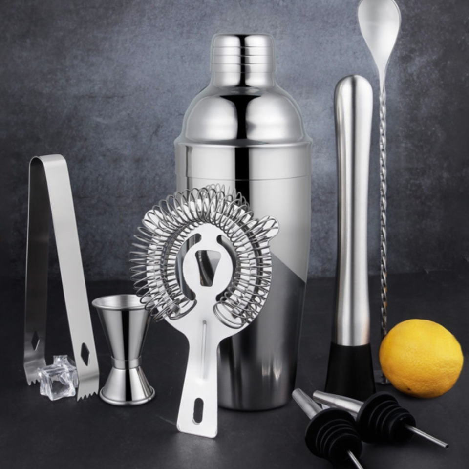 Silver 12 Pcs Cocktail Shaker & Bartender Tools Set_Caidra Gifting 