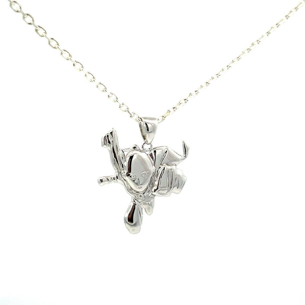 925 Silver Custom Designed "Saitama" (ONE PUNCH MAN) Pendant & Chain from Caidra Gifting 