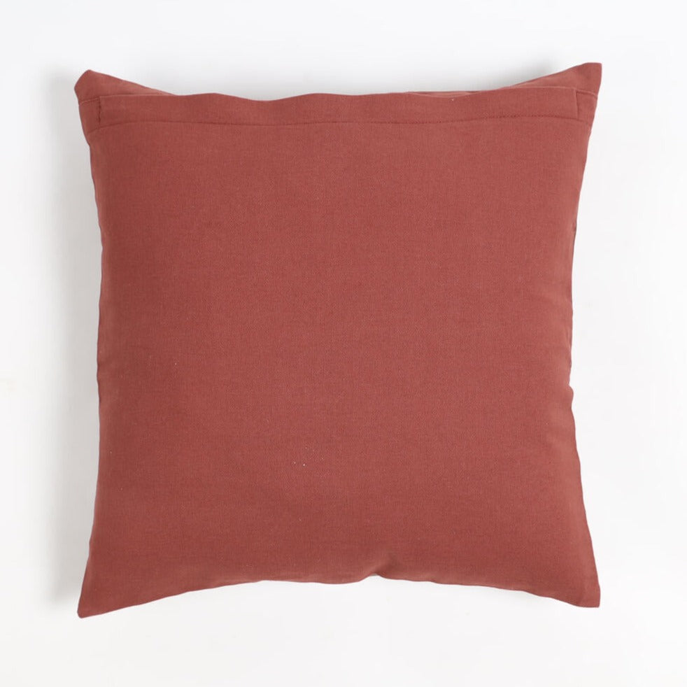 Tan Hand Stitched Leather Solid Geometric Cushion Cover
