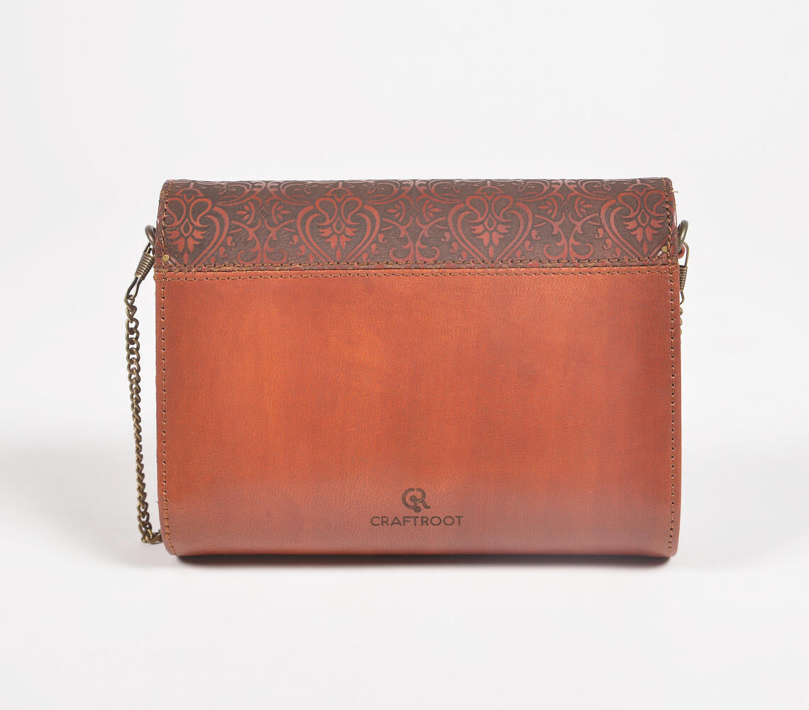 Hand Carved Wood & Tanned Leather Sling Bag from Caidra by Rubyxx Gifting 