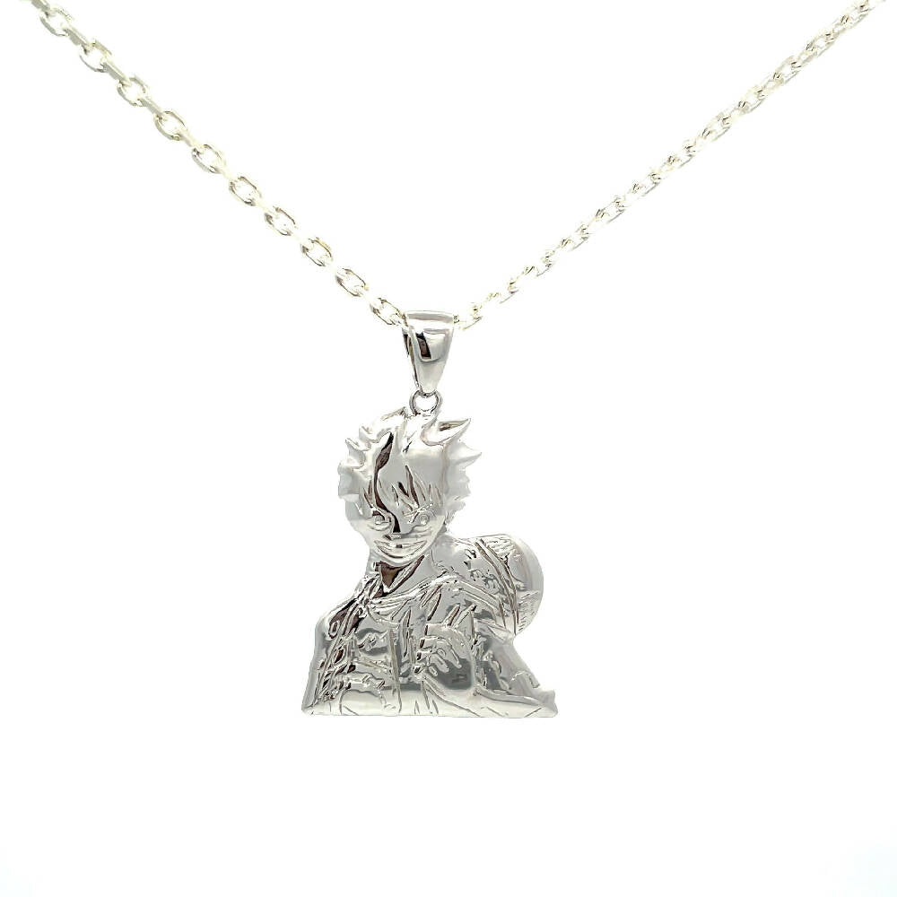 925 Silver Custom Designed  "Luffy" (ONE PIECE) Pendant & Chain from Caidra Gifting 