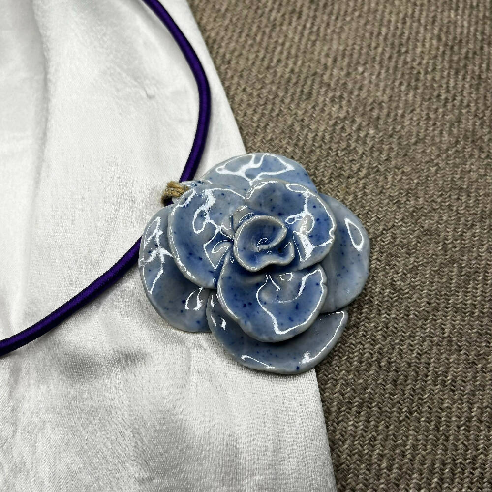 The Blue Rose - Ceramic Pendant