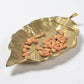 Golden Lacquered Aluminium Decorative Leaf Tray_Caidra by Rubyxx Gifting 