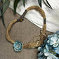Blue Cottage Rose Handmade Ceramic Necklace