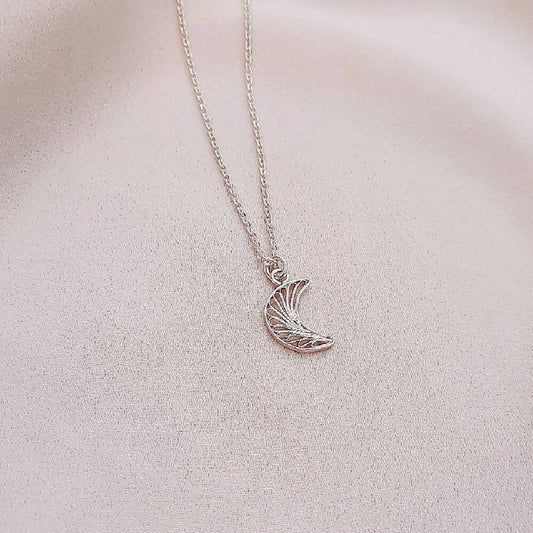 Moon Silver Filigree Necklace