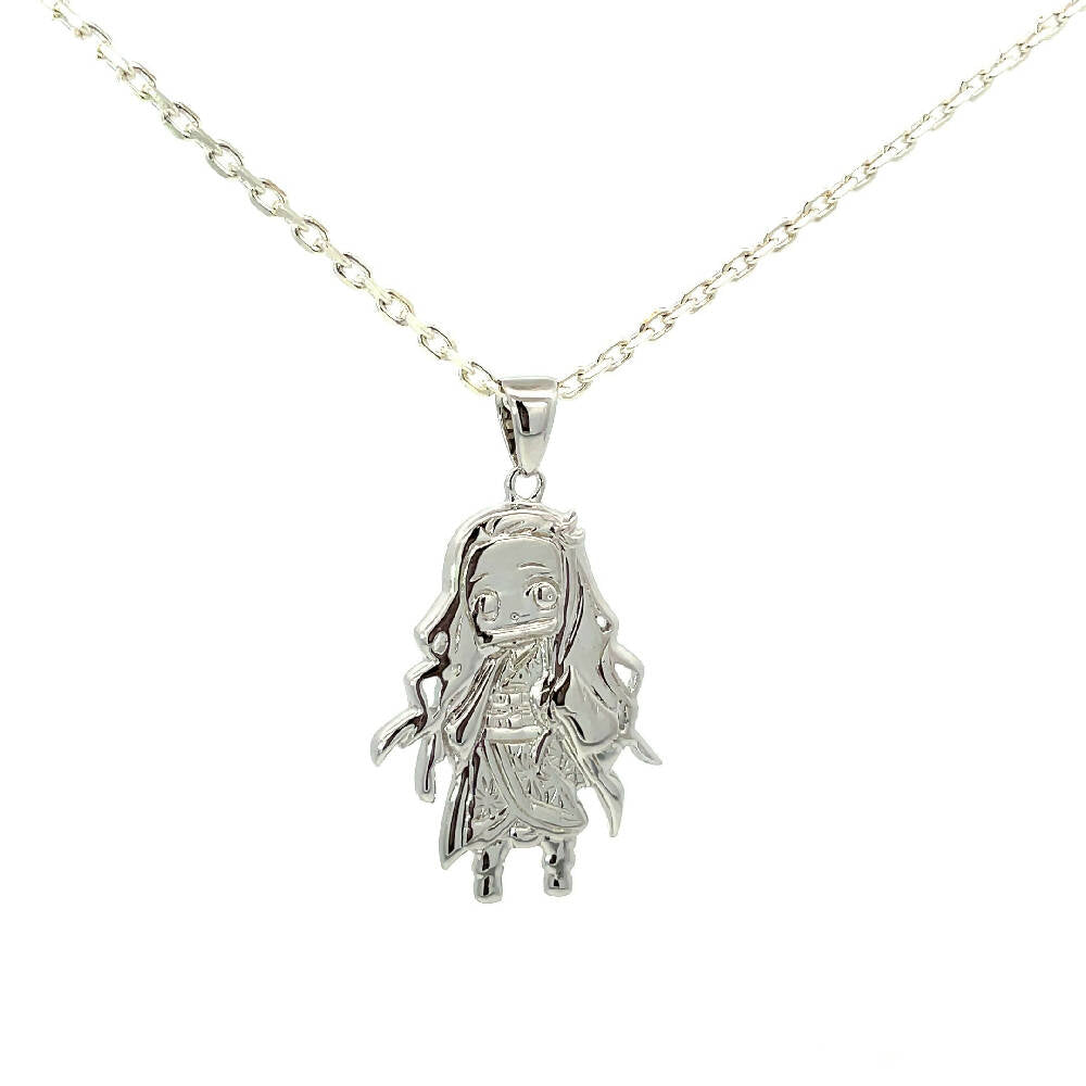 925 Silver Custom Designed  "Nezuko" (DEMONS SLAYER) Pendant & Chain from Caidra Gifting 