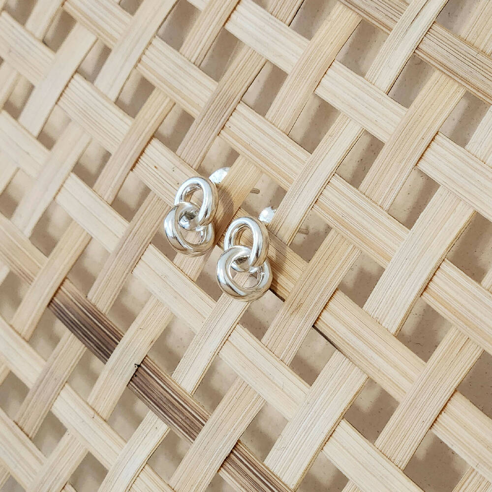 Silver Link Stud Earrings